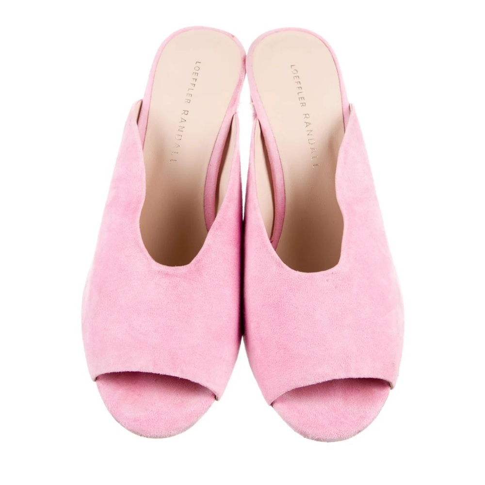 Loffler Randall Suede Slides. Pink. Block heels. Great condition.